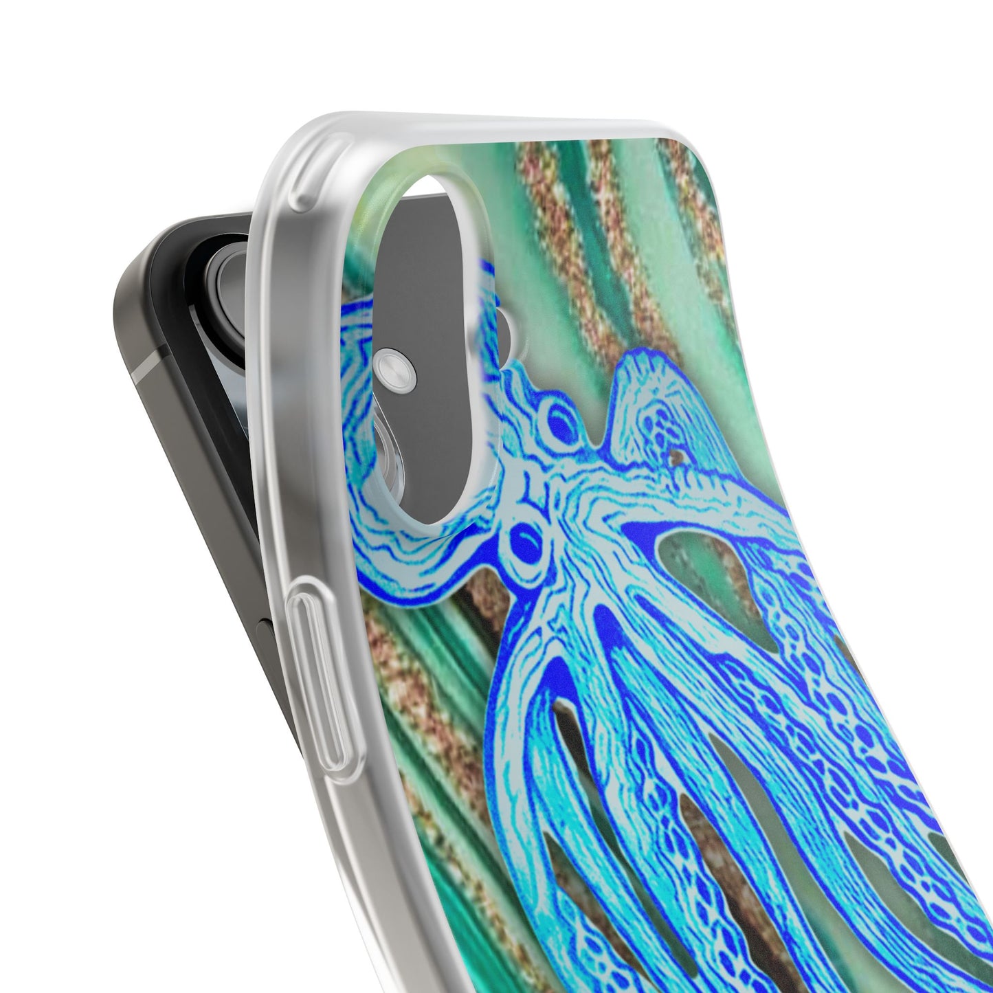 Octopus Seafoam Phone Case — Artistic Blue Octopus Flexible Protective Cover