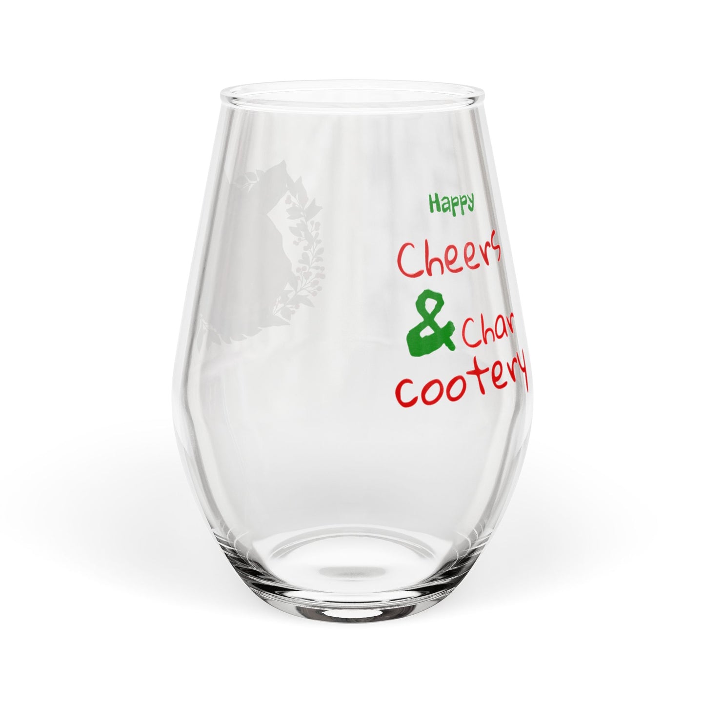 Moosemas Wreath Stemless Wine Glass — 11.75 oz Holiday Animal Wine Glass