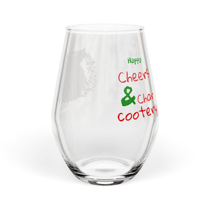 Moosemas Wreath Stemless Wine Glass — 11.75 oz Holiday Animal Wine Glass