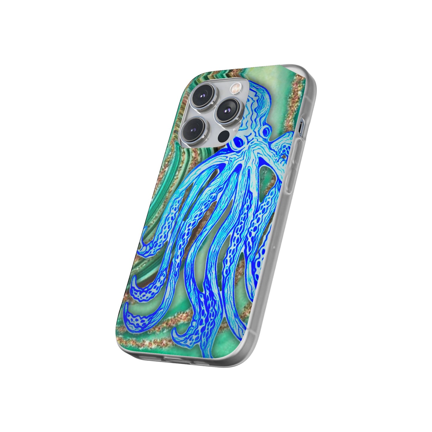 Octopus Seafoam Phone Case — Artistic Blue Octopus Flexible Protective Cover