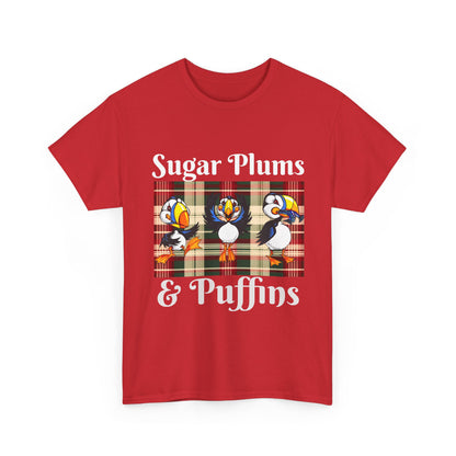 Puffins Plaid T‑Shirt — Cute Puffin Graphic Tee