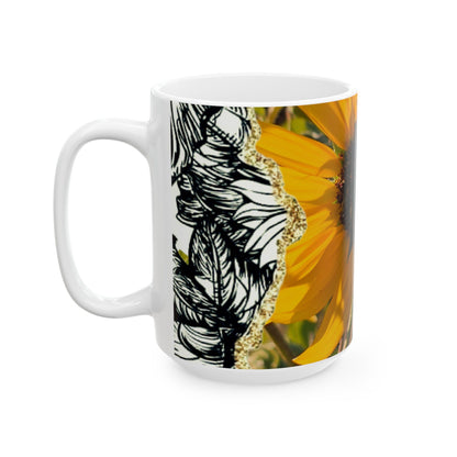 Sunflower Ceramic Mug — 11oz & 15oz Floral Coffee Tea Cup