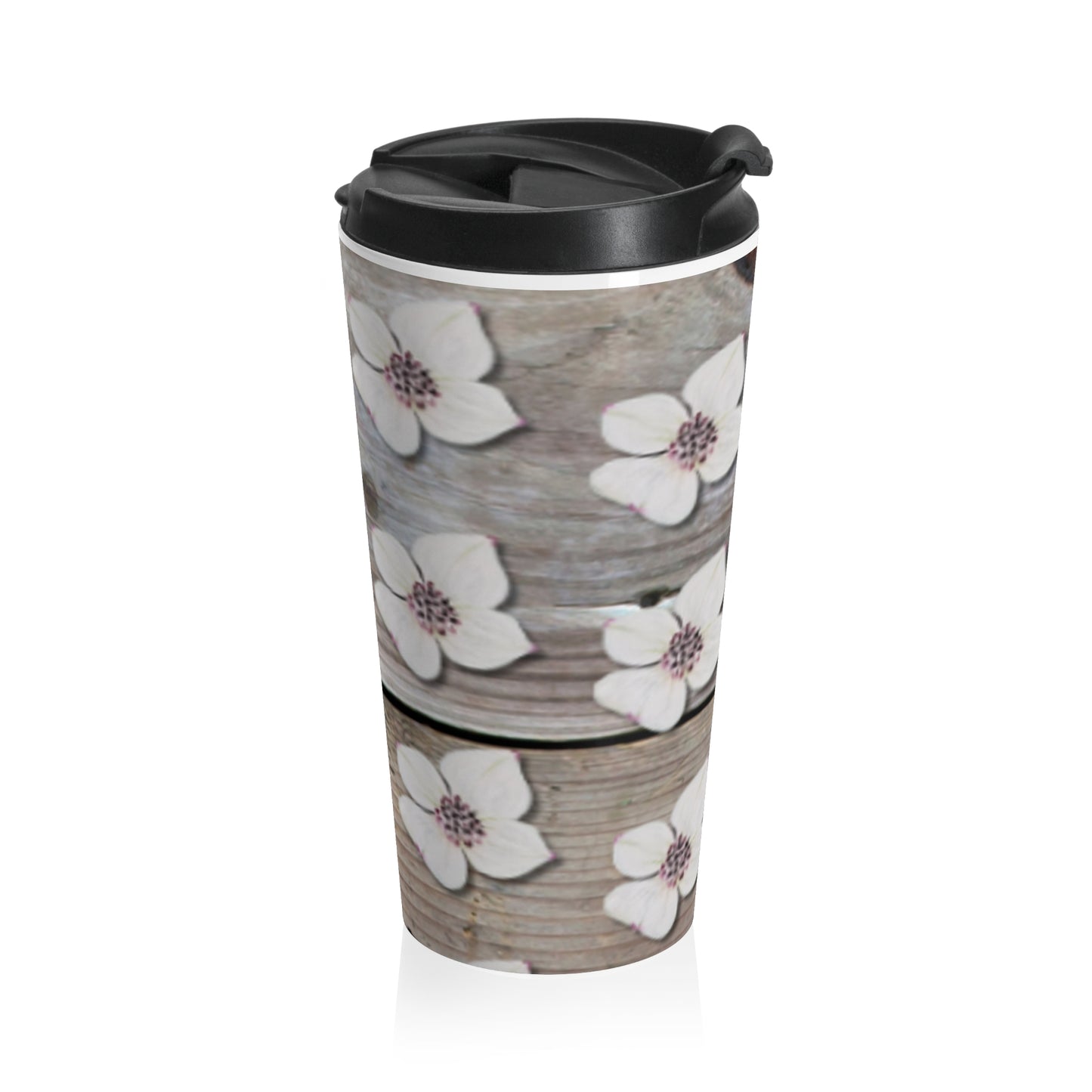 Floral Dogwood Stainless Steel Travel Mug — Rustic Spring Blossom Tumbler
