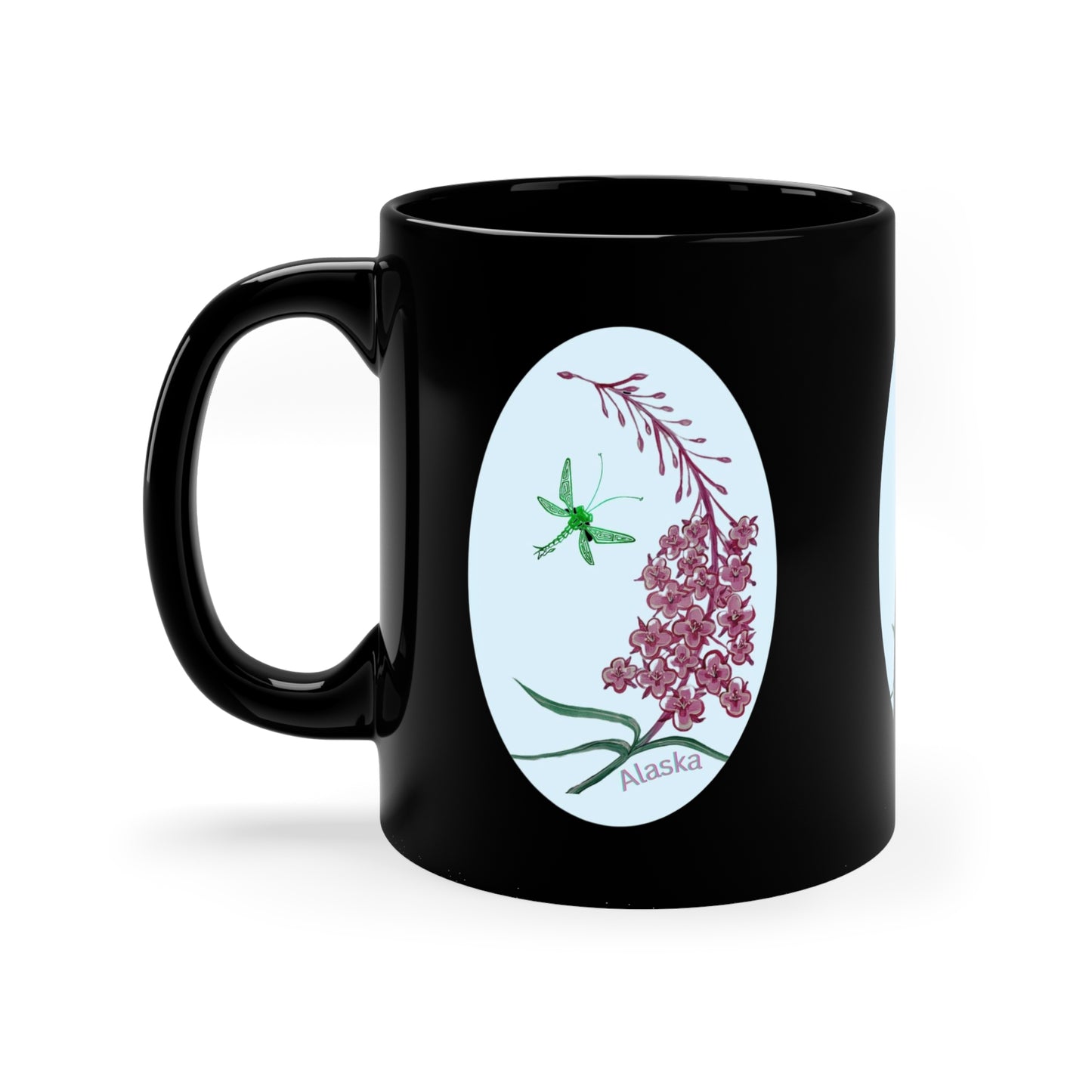 Alaska Wildflower Coffee Mug – Fireweed & Green Hummingbird 11oz