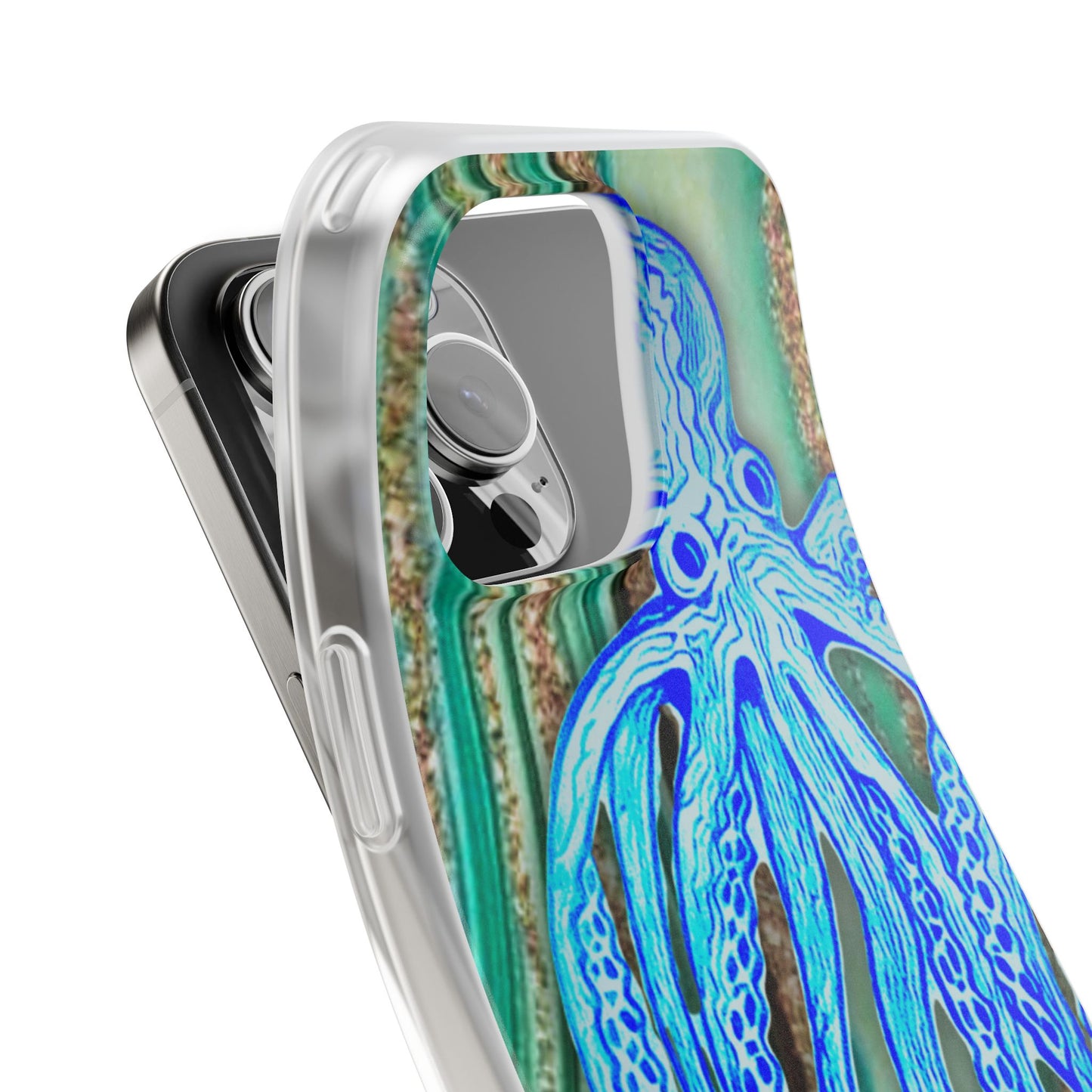 Octopus Seafoam Phone Case — Artistic Blue Octopus Flexible Protective Cover