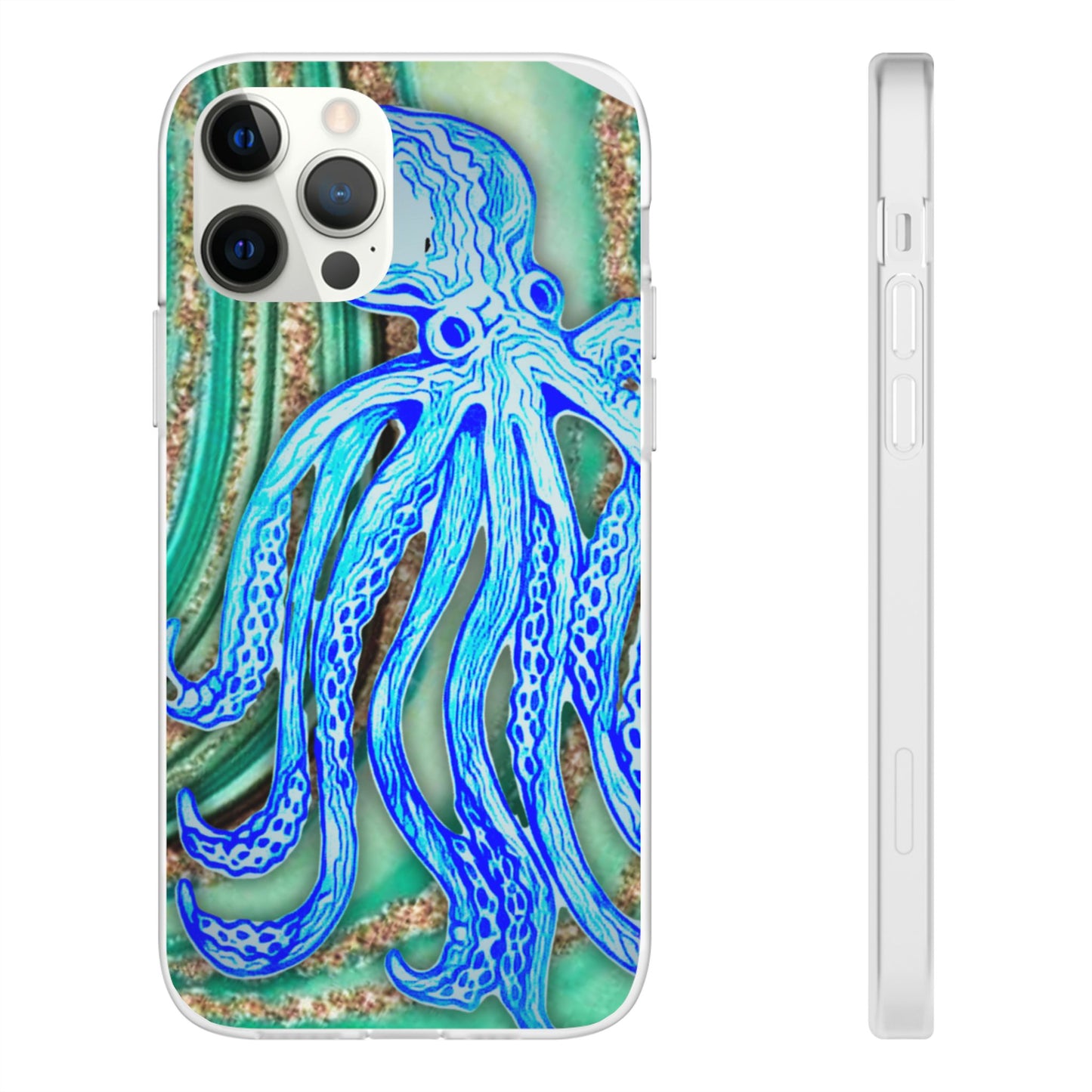 Octopus Seafoam Phone Case — Artistic Blue Octopus Flexible Protective Cover
