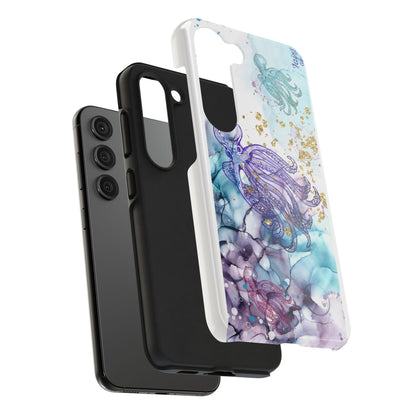 Octopus Art Tough Phone Case — Purple Nautical Sea Creature Design