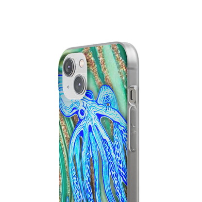 Octopus Seafoam Phone Case — Artistic Blue Octopus Flexible Protective Cover
