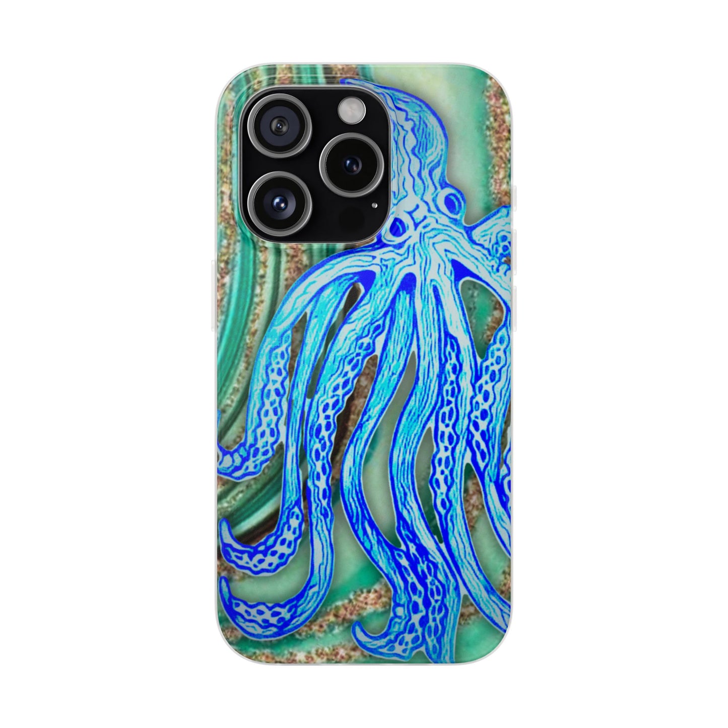 Octopus Seafoam Phone Case — Artistic Blue Octopus Flexible Protective Cover