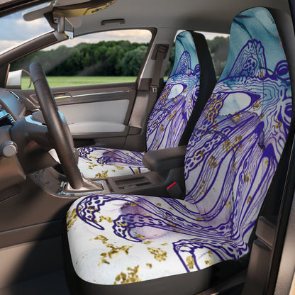 Octopus Art Car Seat Covers — Coastal Marine Purple Blue Seat Protector