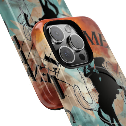 Elopement  Wrangler Tough Magnetic Phone Case — Rodeo Cowboy Silhouette Design