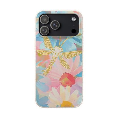 Biodegradable Floral Dragonfly Phone Case – Eco-Friendly Pastel iPhone Cover