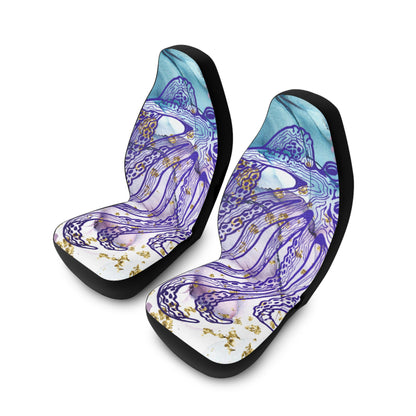 Octopus Art Car Seat Covers — Coastal Marine Purple Blue Seat Protector