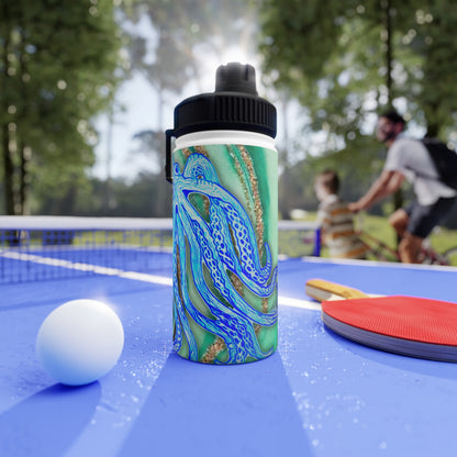 Blue Octopus Stainless Steel Water Bottle — Teal Ocean Art Sports Bottle