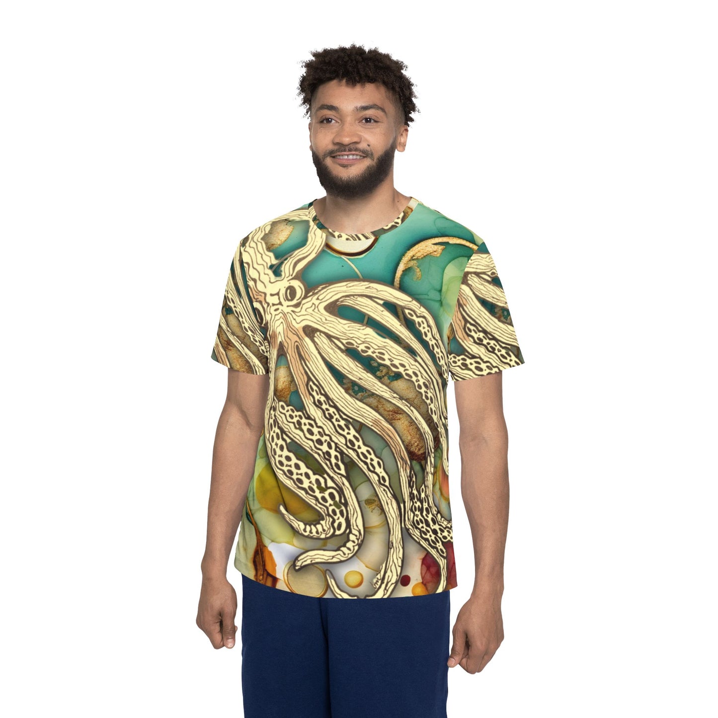 Octopus Art Jersey — Men's All-Over-Print Coastal Sports Tee