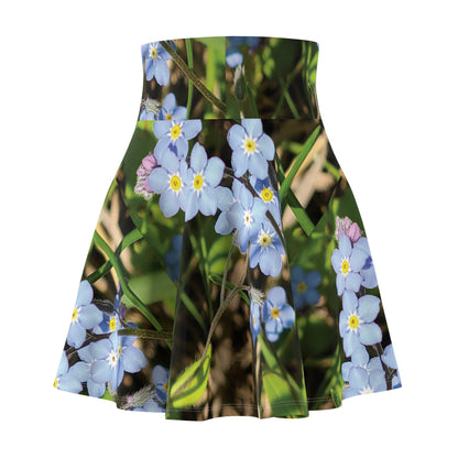 Forget-Me-Not Floral Skater Skirt — Blue Wildflower Print