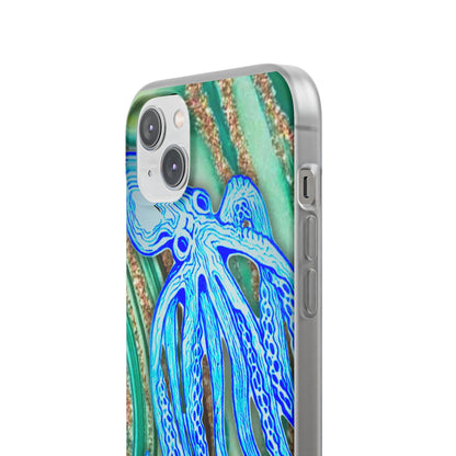 Octopus Seafoam Phone Case — Artistic Blue Octopus Flexible Protective Cover
