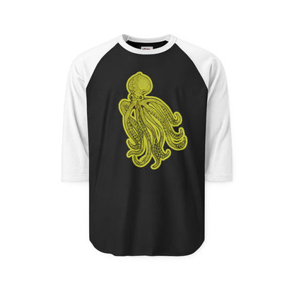 Octopus Raglan Shirt – Nautical Vintage-Style Graphic Baseball Tee