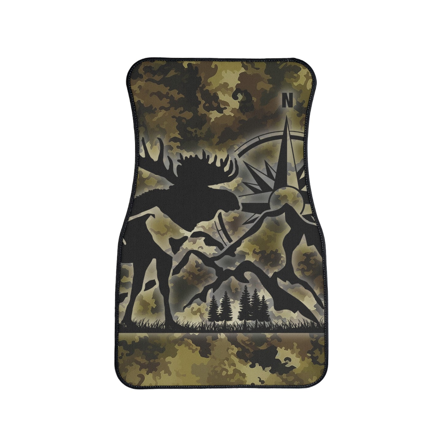 Moose Compass Camo Car Floor Mat — Single Heavy-Duty Floorliner