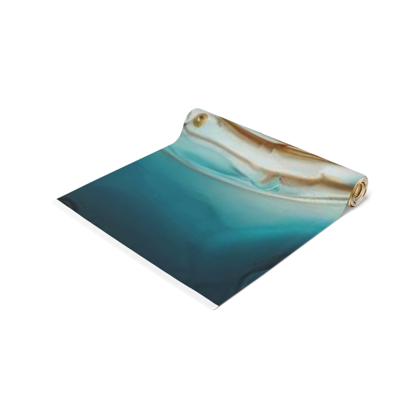 Coastal Marble Table Runner — Teal & Gold Abstract Dining Decor