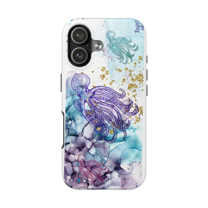 Octopus Art Tough Phone Case — Purple Nautical Sea Creature Design