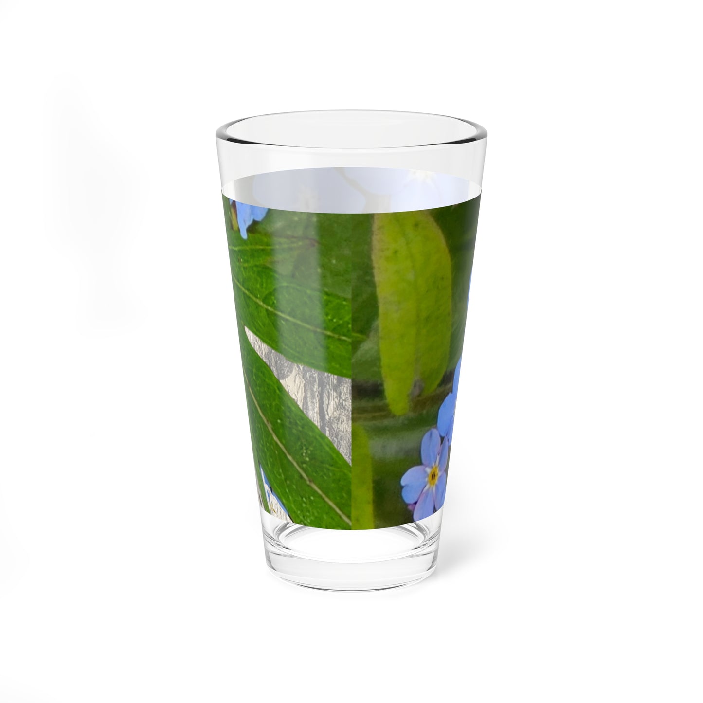 Mixing Glass - Blue Forget-Me-Not Floral Pint Glass (16oz)