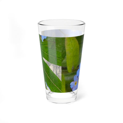Mixing Glass - Blue Forget-Me-Not Floral Pint Glass (16oz)