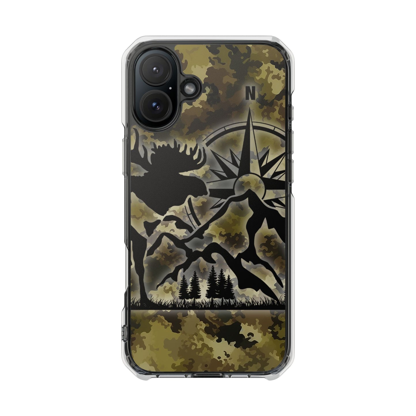 Camo Outdoors Phone Case — Compass & Wildlife Clear Magnetic Impact Case
