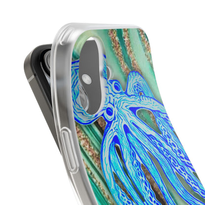 Octopus Seafoam Phone Case — Artistic Blue Octopus Flexible Protective Cover