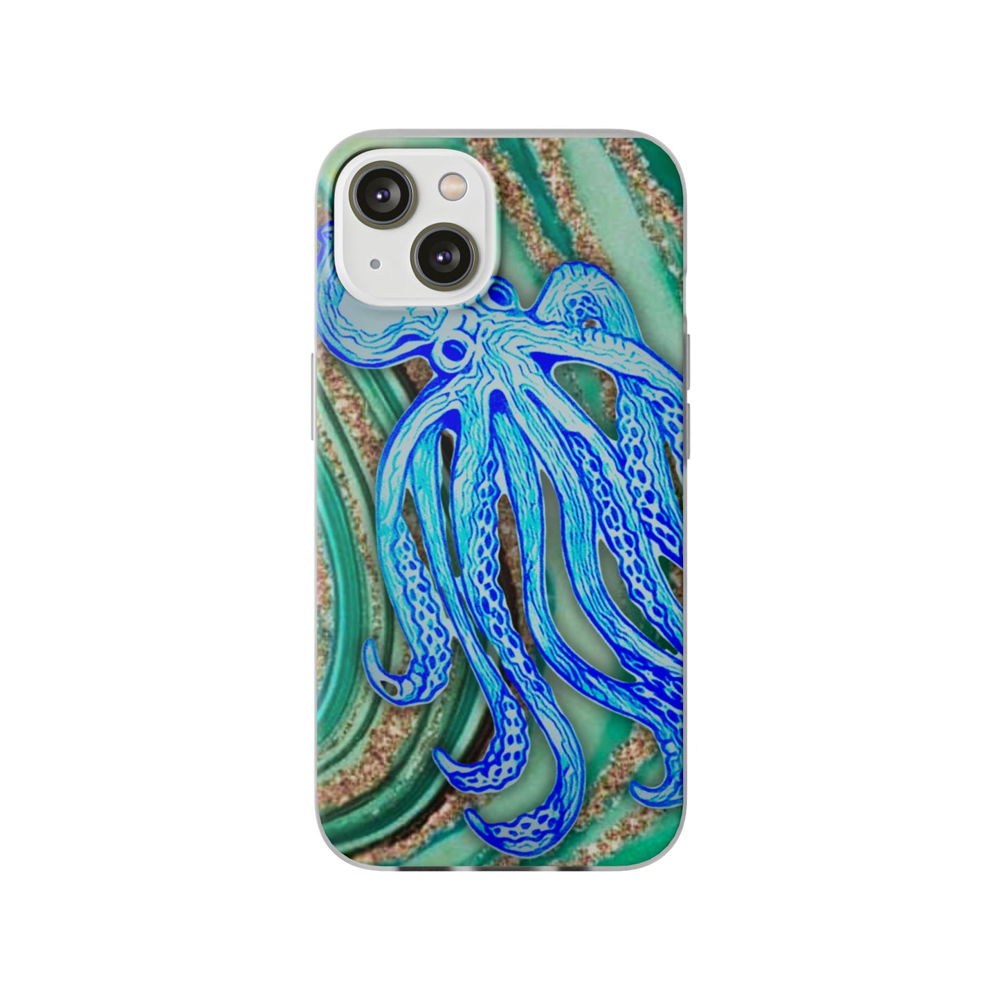 Octopus Seafoam Phone Case — Artistic Blue Octopus Flexible Protective Cover