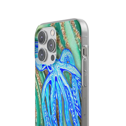 Octopus Seafoam Phone Case — Artistic Blue Octopus Flexible Protective Cover