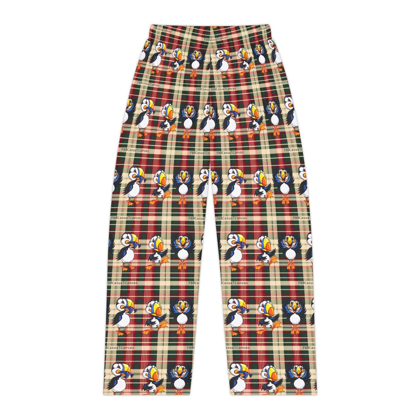 Women's Plaid Puffin Pajama Pants — Cozy Holiday Lounge Sleepwear