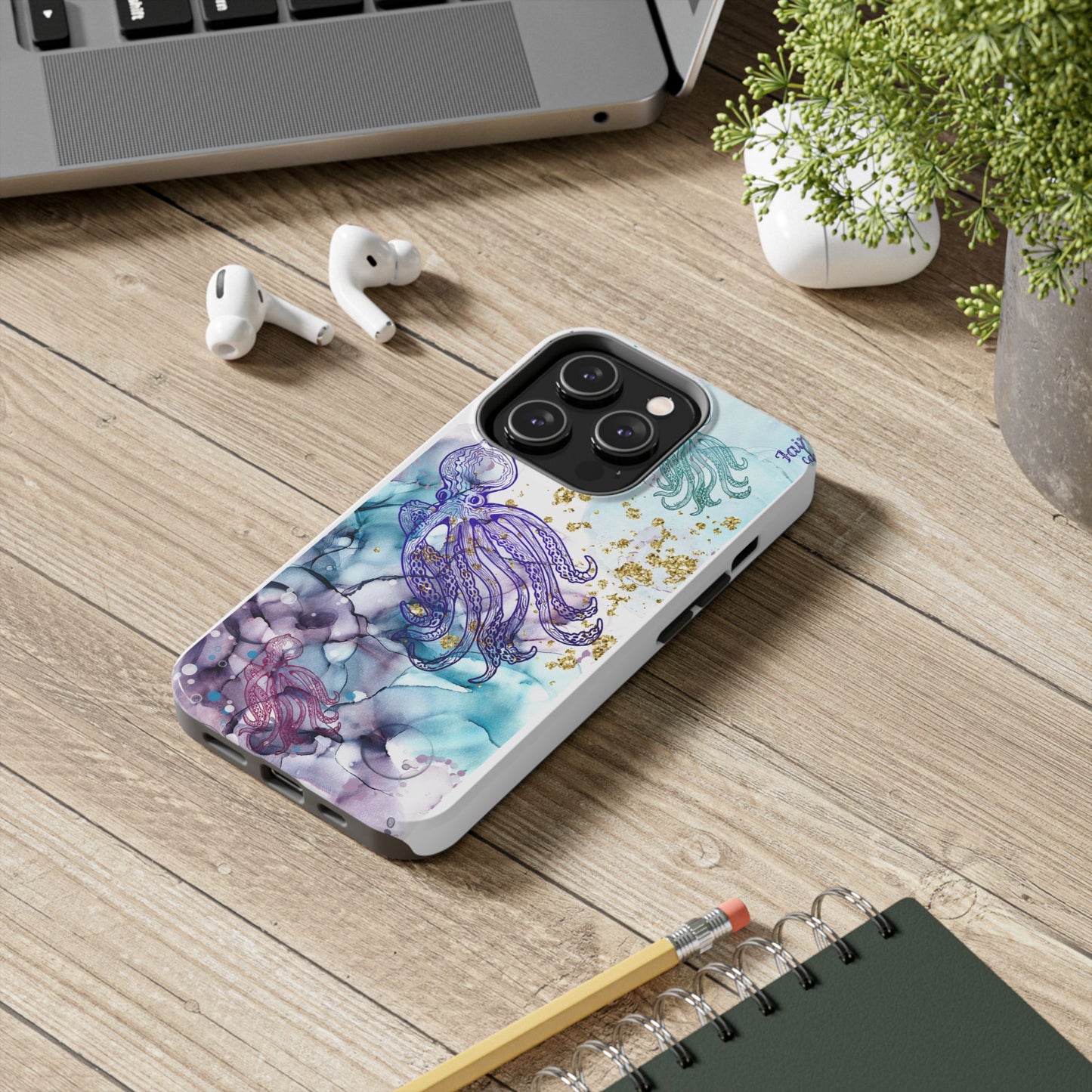Octopus Art Tough Phone Case — Purple Nautical Sea Creature Design