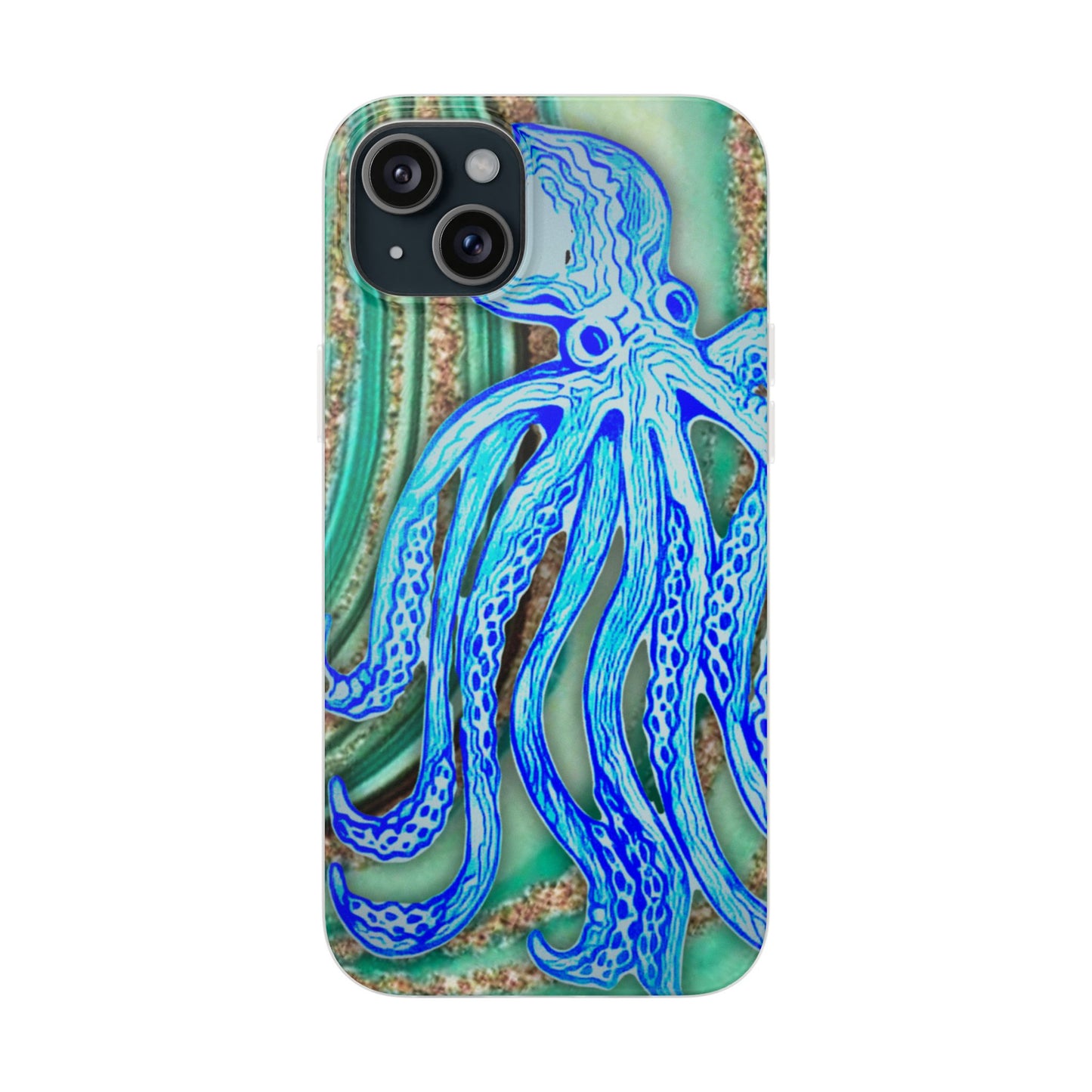 Octopus Seafoam Phone Case — Artistic Blue Octopus Flexible Protective Cover