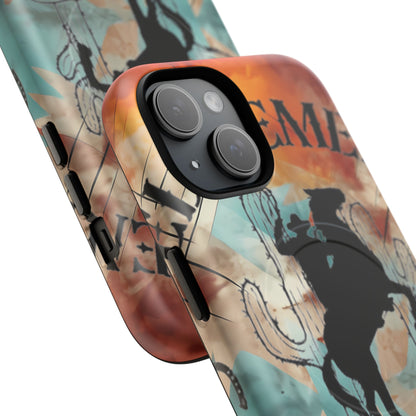 Elopement  Wrangler Tough Magnetic Phone Case — Rodeo Cowboy Silhouette Design