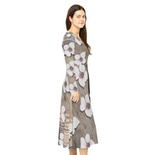 Floral Long Sleeve Dance Dress — Vintage Green AOP