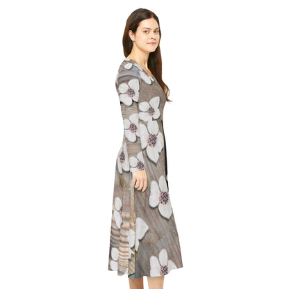 Floral Long Sleeve Dance Dress — Vintage Green AOP