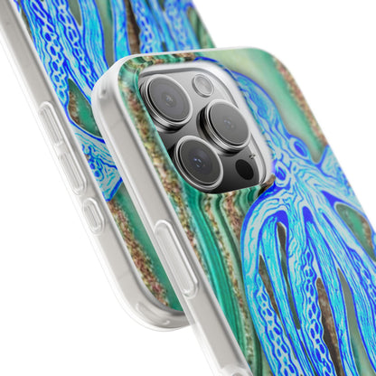 Octopus Seafoam Phone Case — Artistic Blue Octopus Flexible Protective Cover