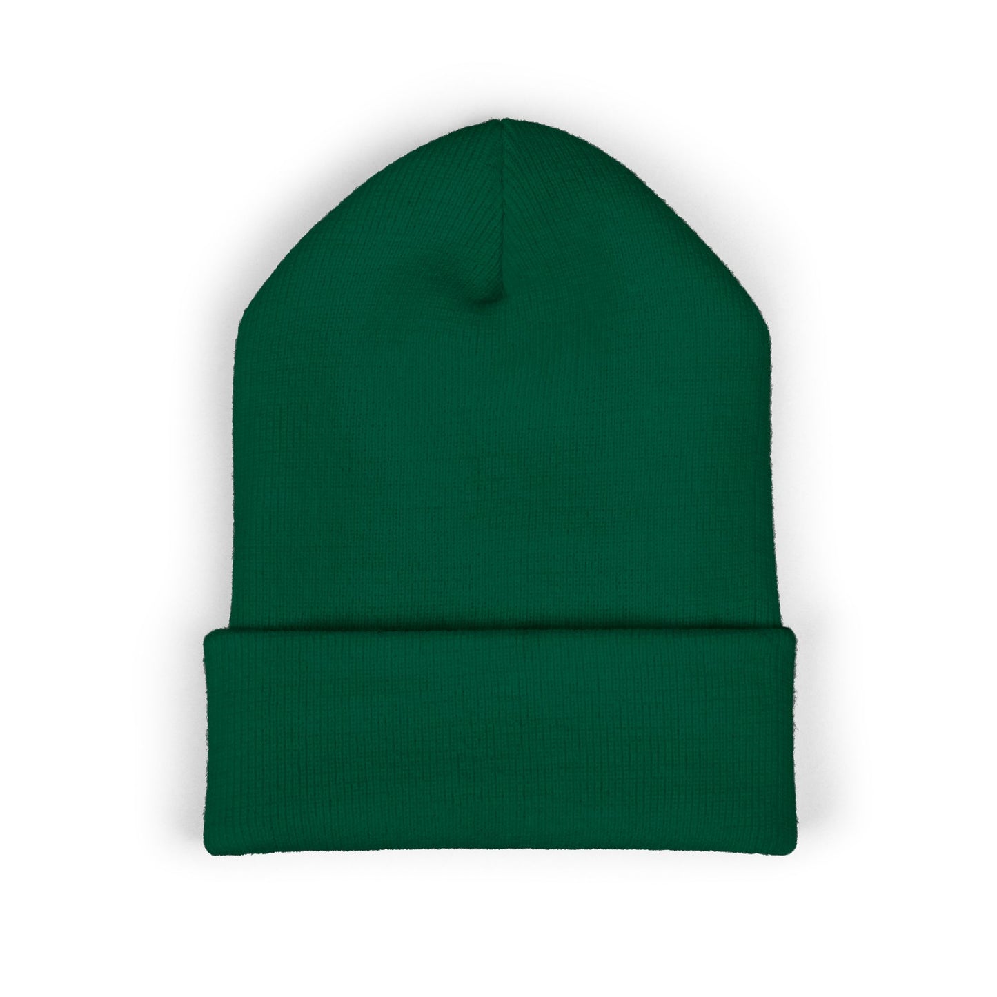 Embroidered Yellow Abstract Beanie — Cuffed Knit Winter Hat