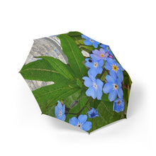 Foldable Umbrella — Blue Forget-Me-Not Floral Print, Semi-Automatic Compact Travel Umbrella