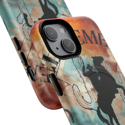 Elopement  Wrangler Tough Magnetic Phone Case — Rodeo Cowboy Silhouette Design