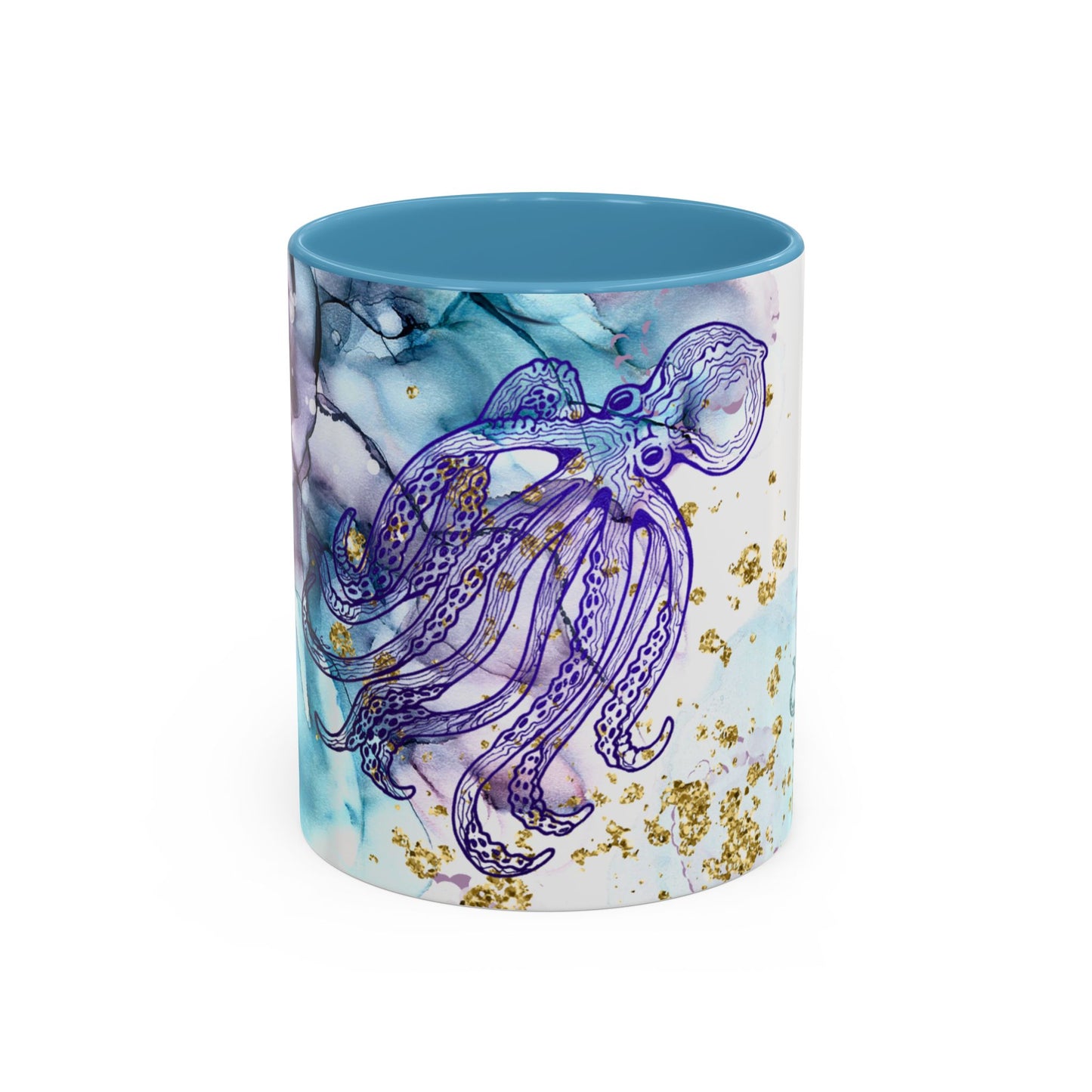 Octopus Watercolor Coffee Mug — Ocean Jellyfish Art Accent Mug (11/15oz)