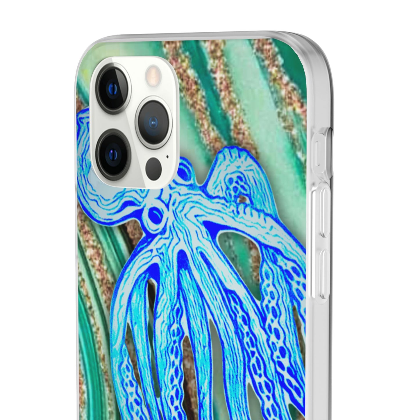 Octopus Seafoam Phone Case — Artistic Blue Octopus Flexible Protective Cover