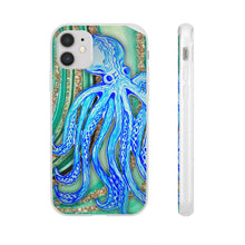 Octopus Seafoam Phone Case — Artistic Blue Octopus Flexible Protective Cover