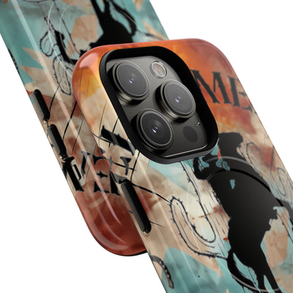 Elopement  Wrangler Tough Magnetic Phone Case — Rodeo Cowboy Silhouette Design