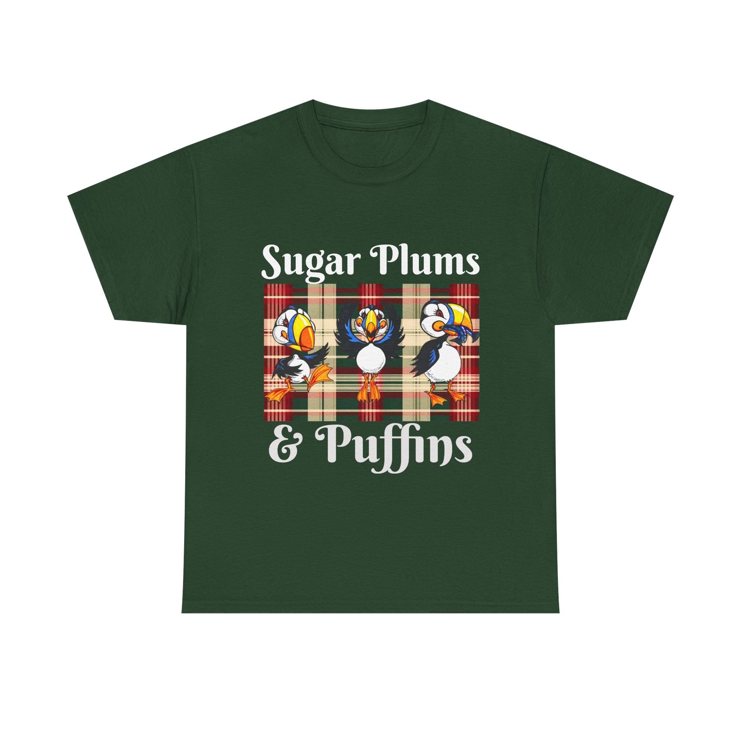 Puffins Plaid T‑Shirt — Cute Puffin Graphic Tee