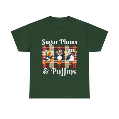Puffins Plaid T‑Shirt — Cute Puffin Graphic Tee