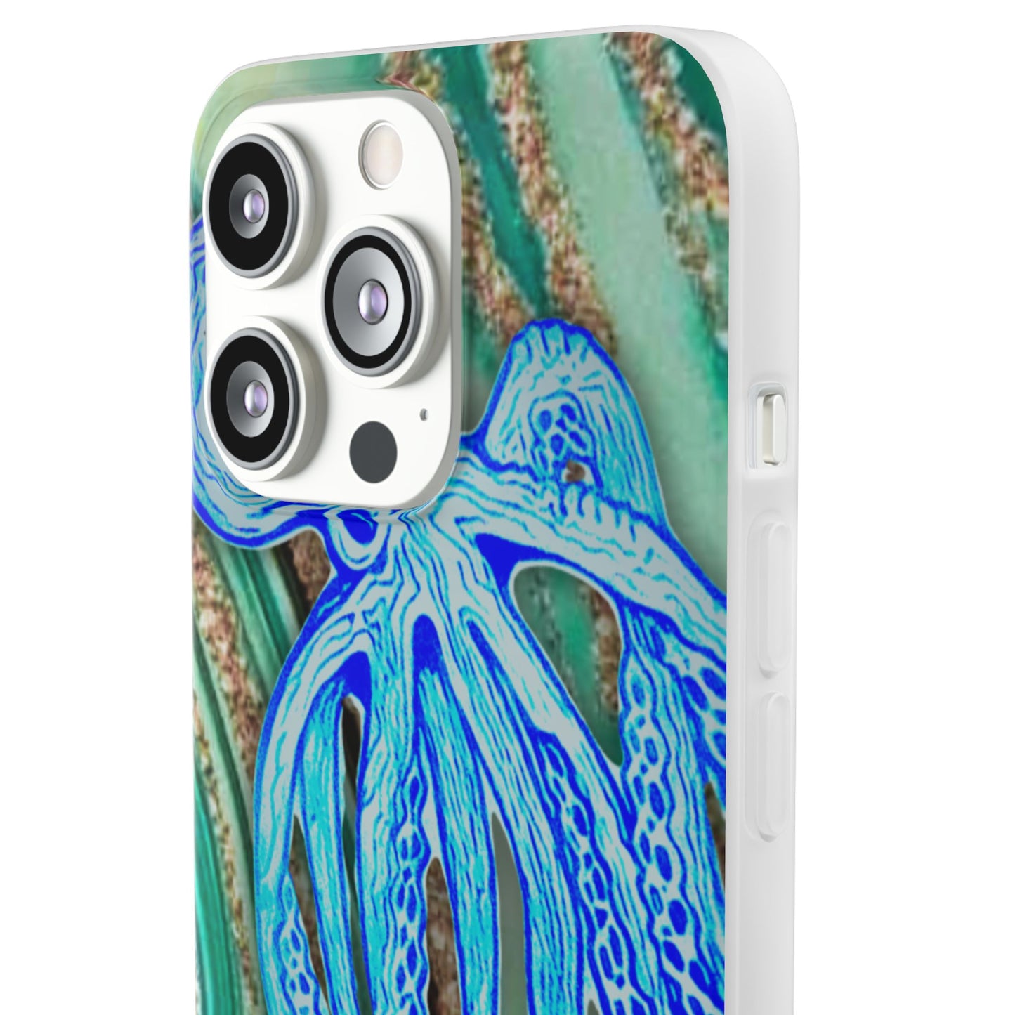 Octopus Seafoam Phone Case — Artistic Blue Octopus Flexible Protective Cover