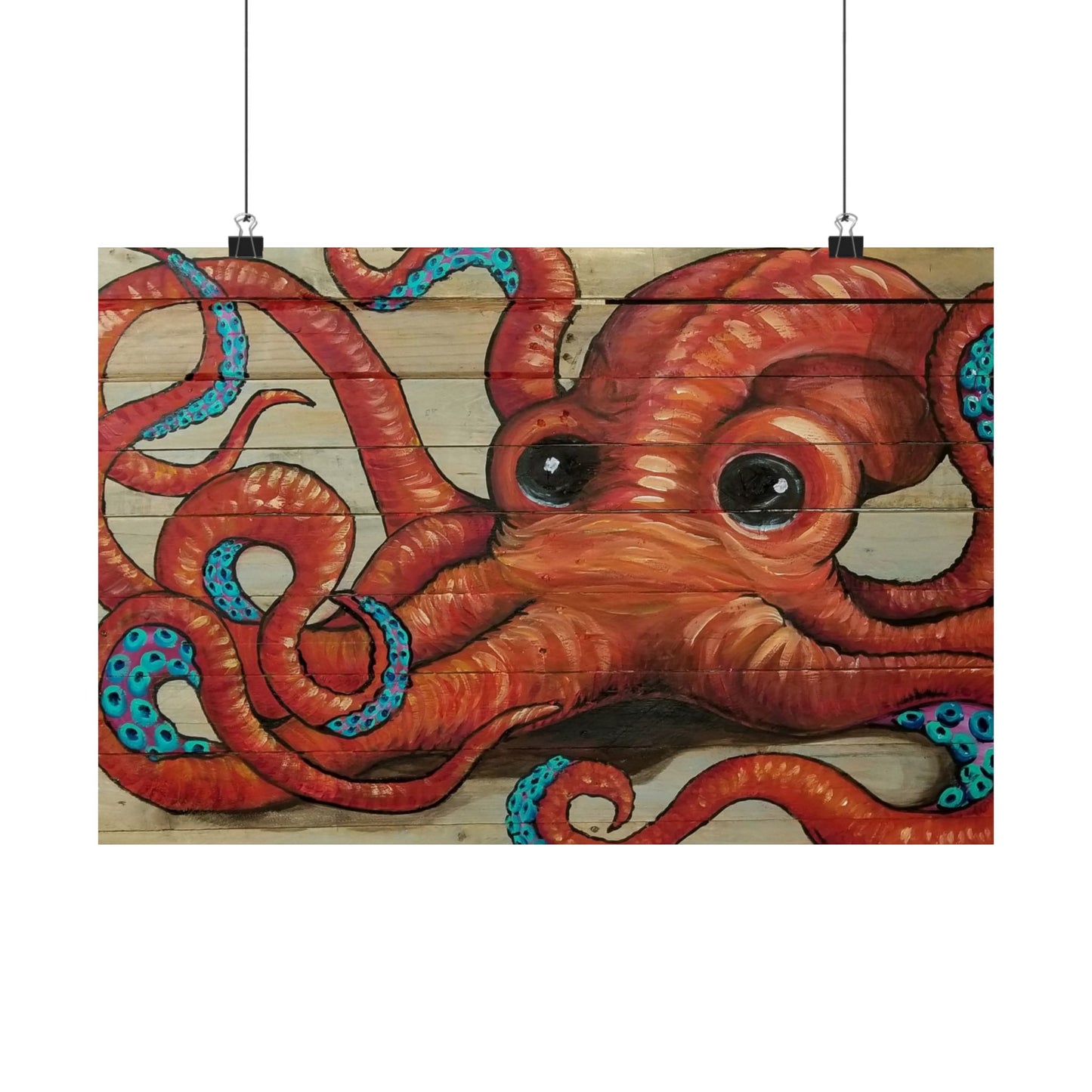 Octopus Wall Art Poster — Matte Horizontal Nautical Print