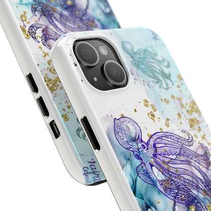 Octopus Art Tough Phone Case — Purple Nautical Sea Creature Design
